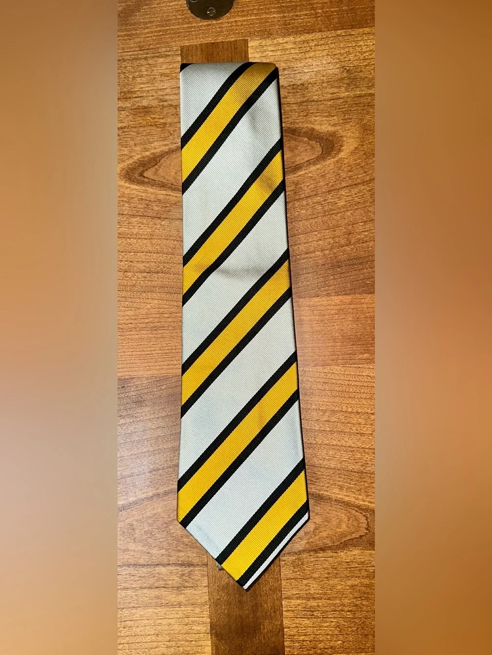 Club Room Silk Yellow, White & Black Diagonal Stripe Tie